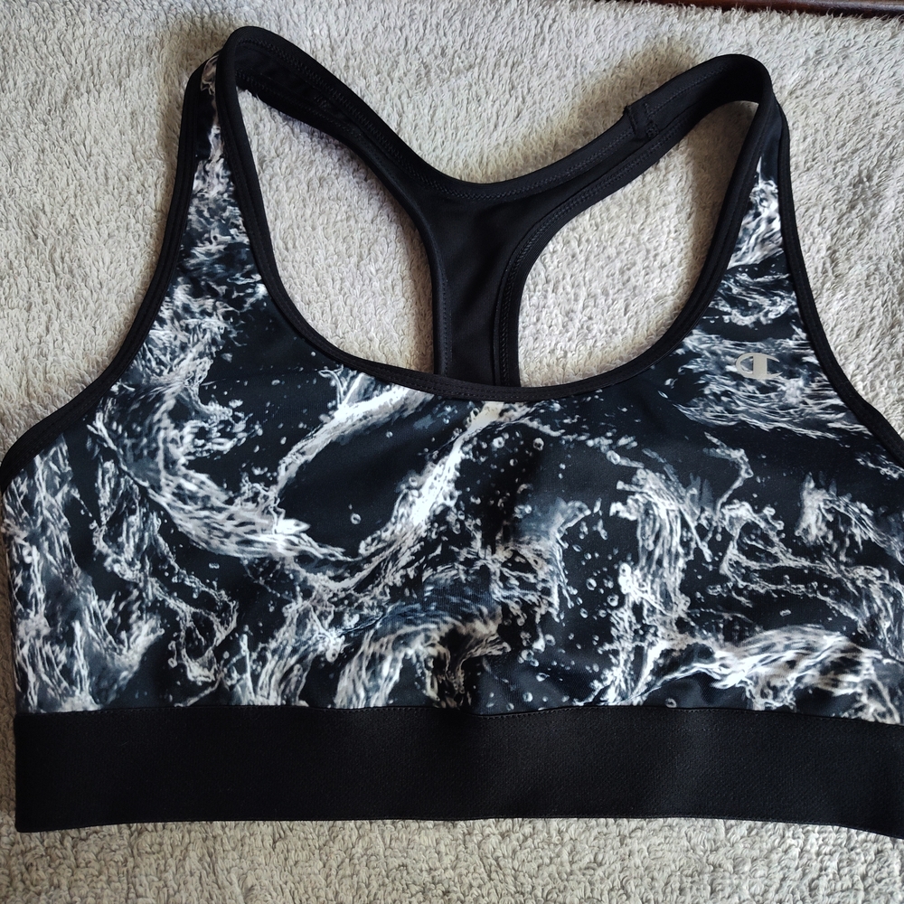 Women's Black and White Sports Bra